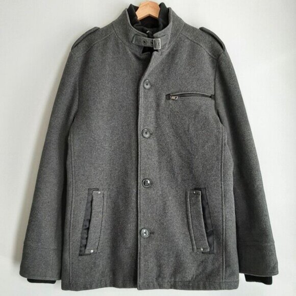 ESPRIT Wool Blend Jacket Coat Front Button & Zip-Up Closure Grey Men's XL - Picture 16 of 16